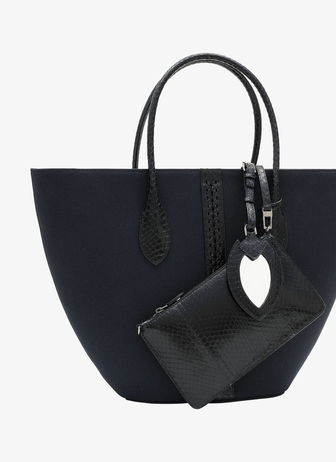 LATIFA SMALL CANVAS+ELAPHE TRESSE NIGHT/BLACK ALAÏA NIGHT/BLACK  LATIFA SMALL CANVAS+ELAPHE TRESSE NIGHT/BLACK